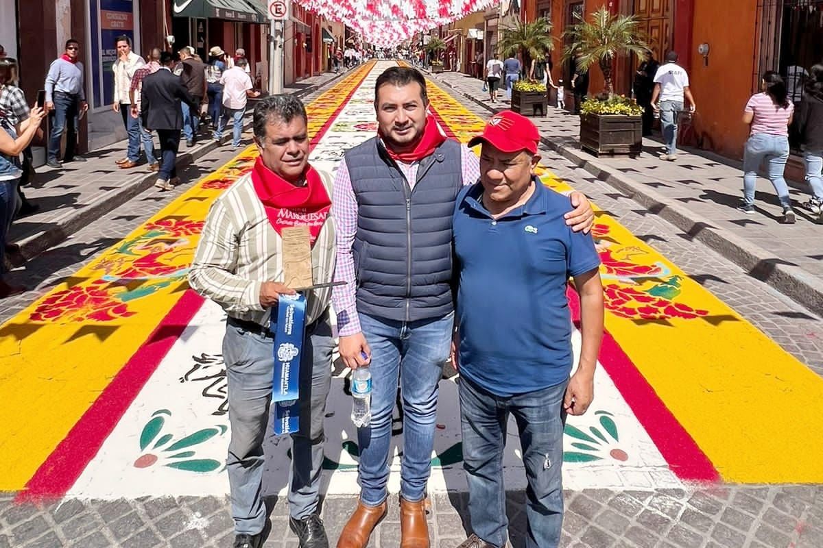 Sorprende tapete monumental de aserrín de Huamantla en la Marquesada 2022